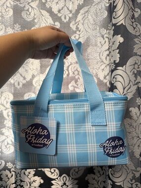 LIMITED EDITION FOODLAND HAWAII Blue Plaid Insulated Tote